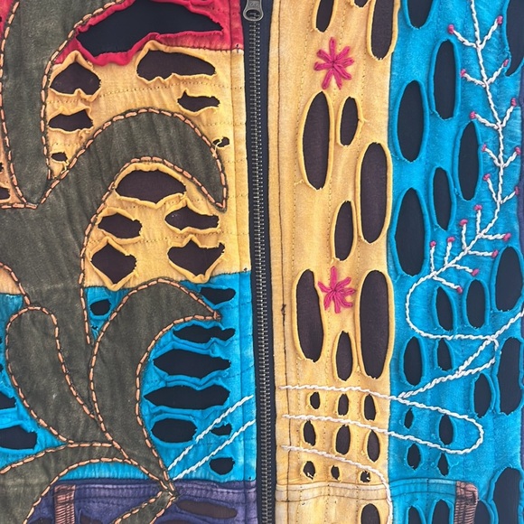 Rising International Tapestry Sweatshirt Jacket Artsy Witchy Boho Hippie Whimsy - Picture 2 of 6